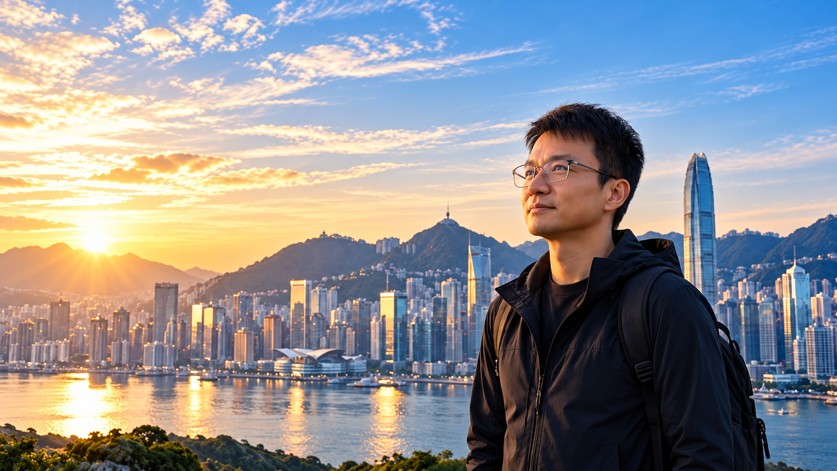 Eddie looking out across Hong Kong