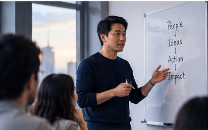 Leader explaining ideas to a team